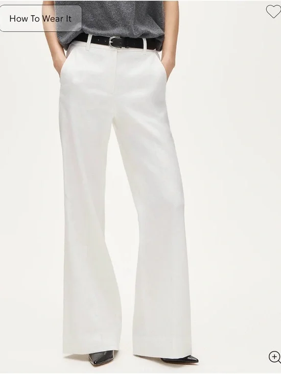 J. Crew White Linen Wide-Leg Tailored Trousers - Picture 2 of 7